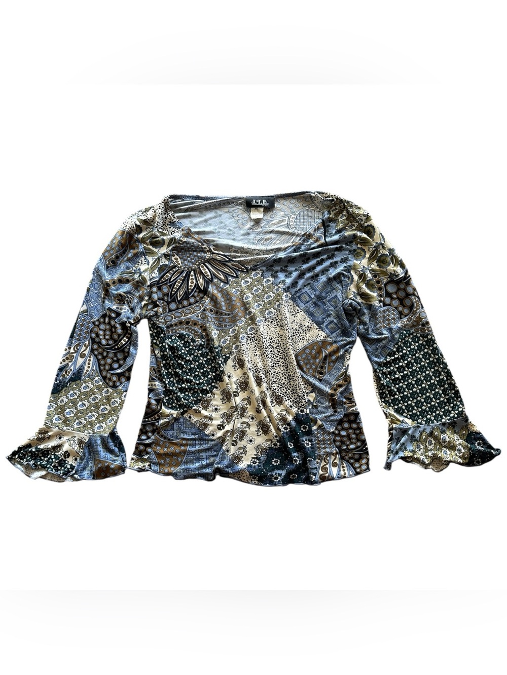 Vintage 90s y2k floral whimsy bell sleeve top